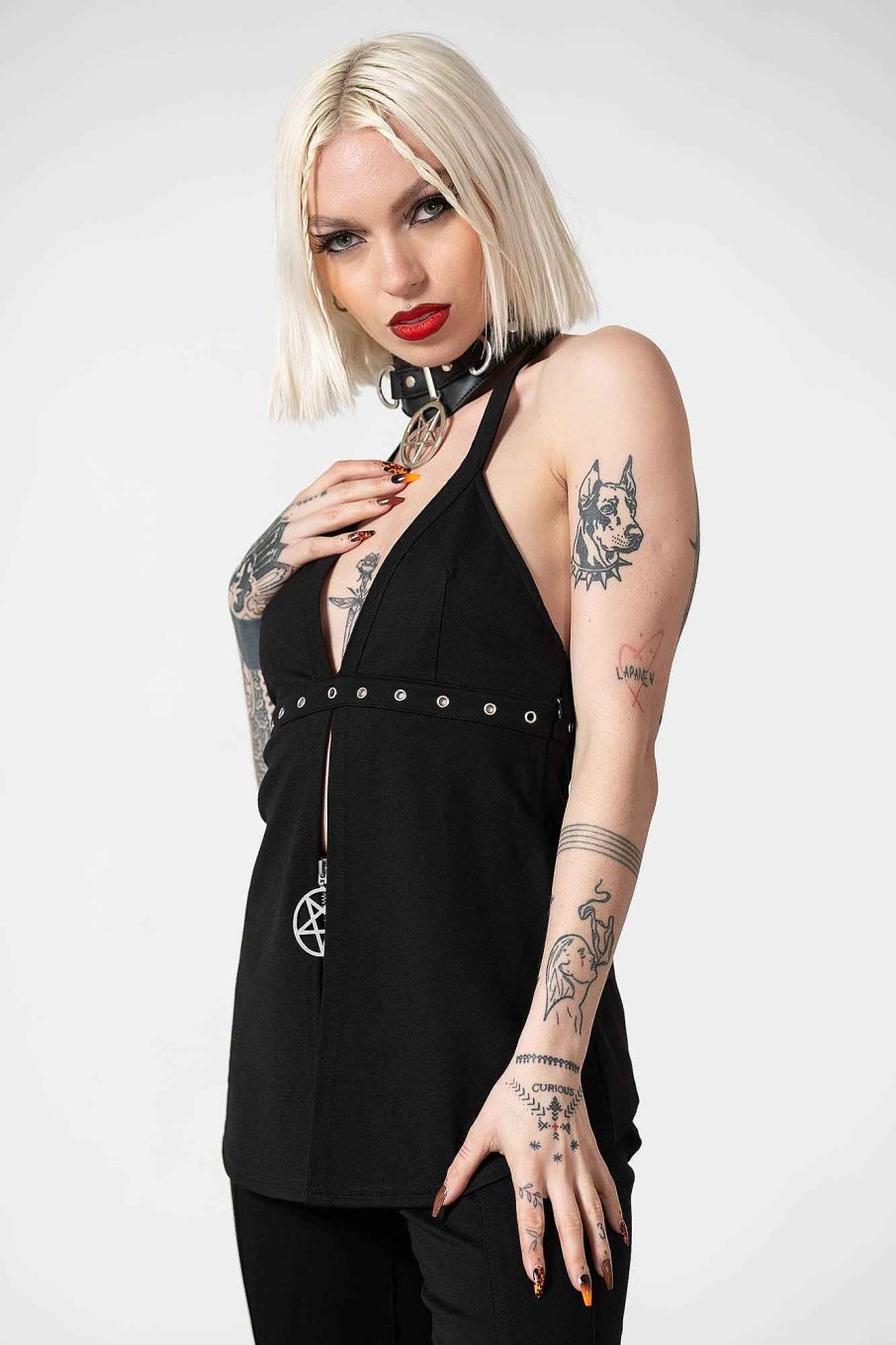 Women KILLSTAR Tops | Hardcore Halter Top Black