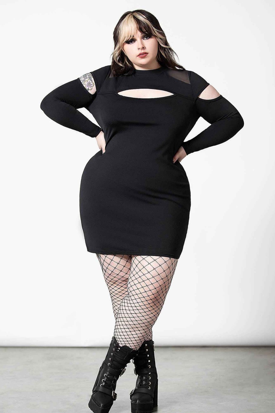 Plus KILLSTAR Dresses | Cosmic Shift Long Sleeve Dress [Plus] Black