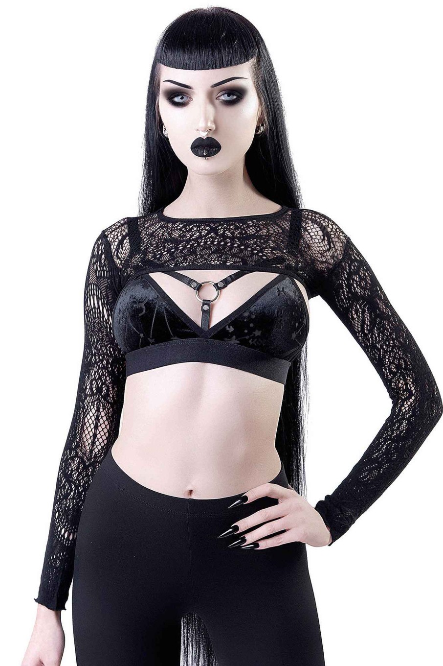 Women KILLSTAR Tops | Eris Lace Bolero Black