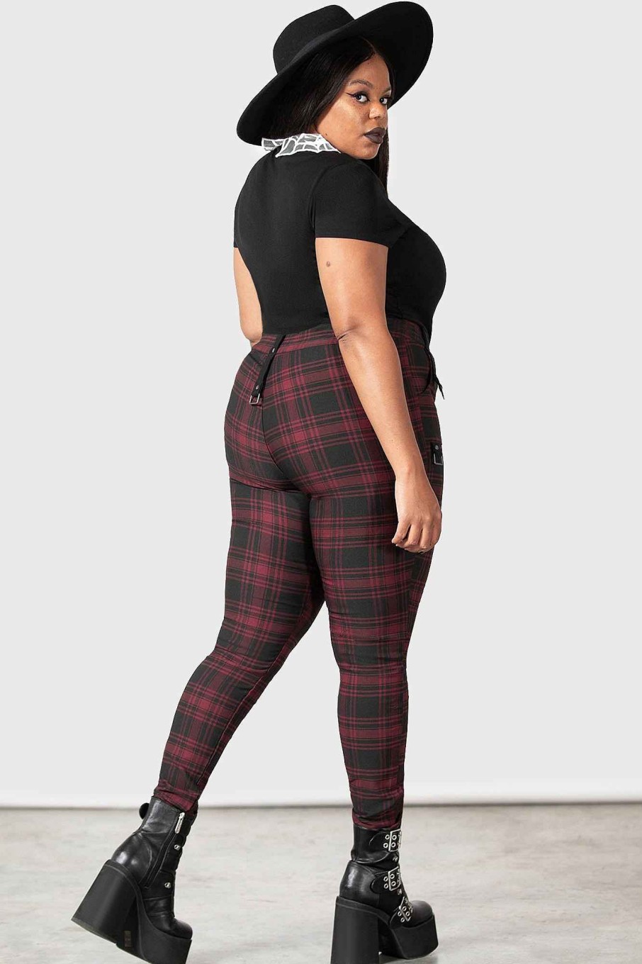 Plus KILLSTAR Bottoms | Tartanarchist Trousers [Crimson] [Plus] Red Tartan