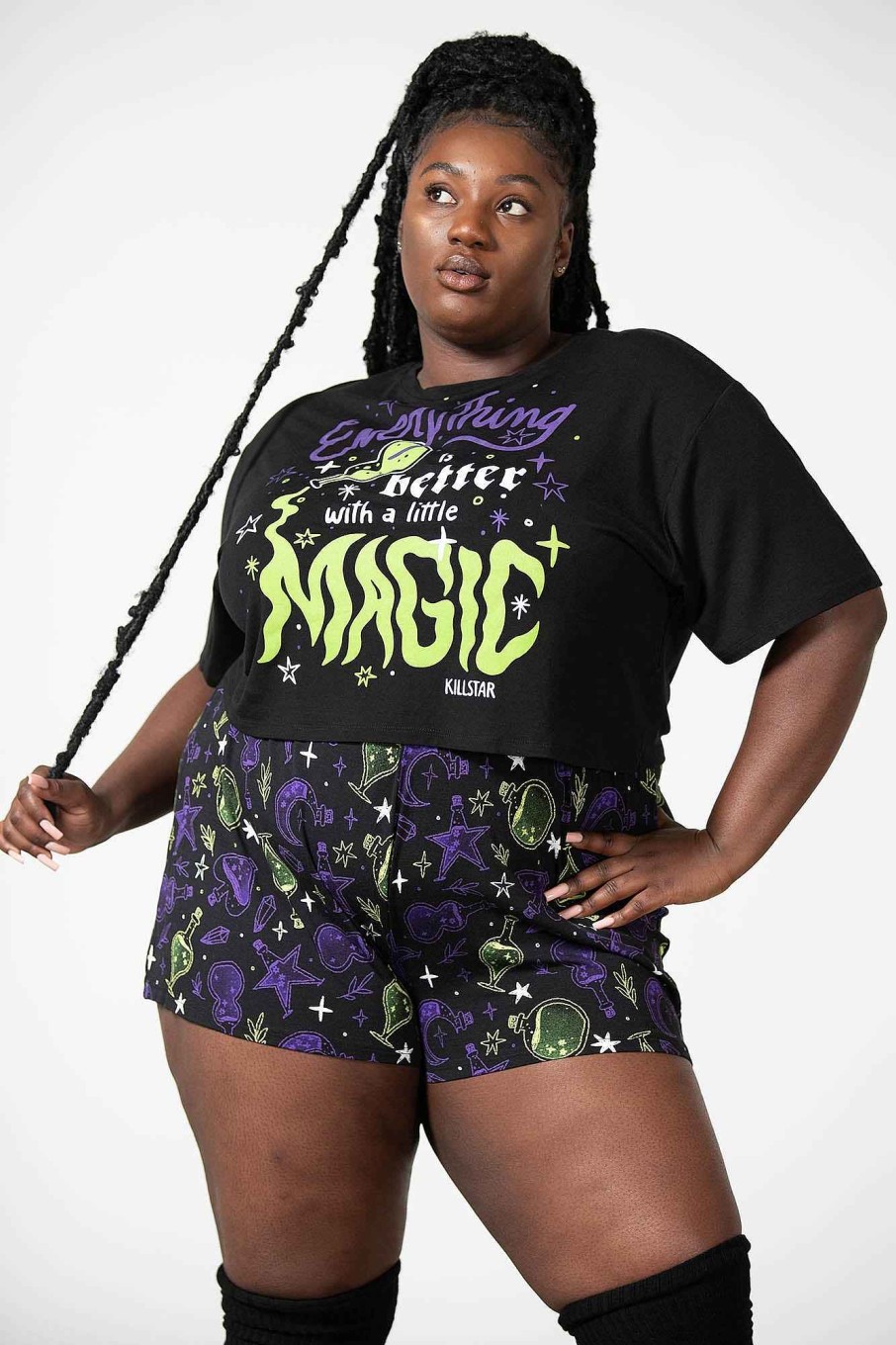 Plus KILLSTAR Loungewear | Magic Chill Crop Top [Plus] Black