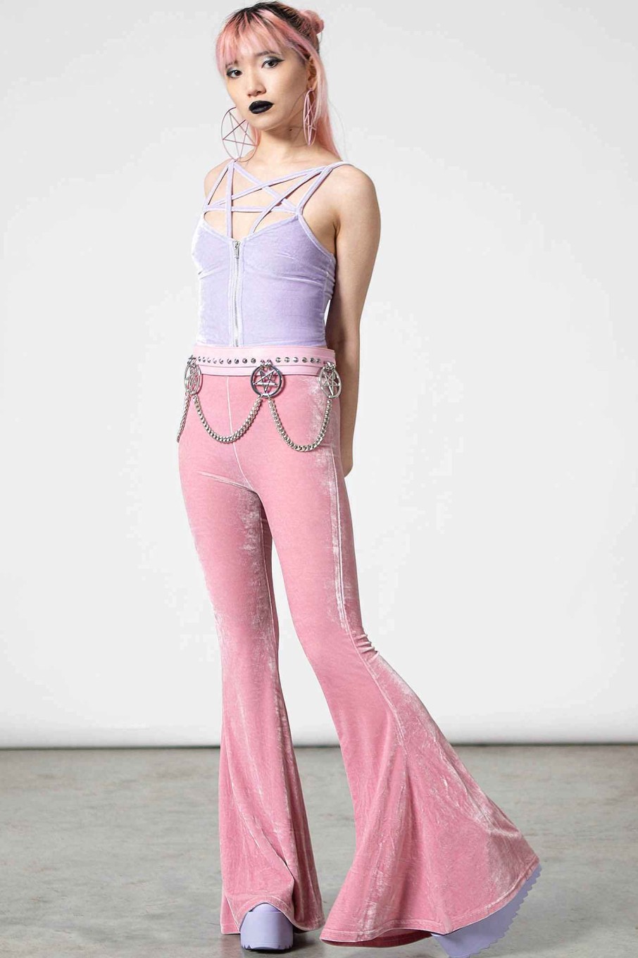 Women KILLSTAR Co-Ords | Moondance Bell Bottoms [Pastel ] Pink