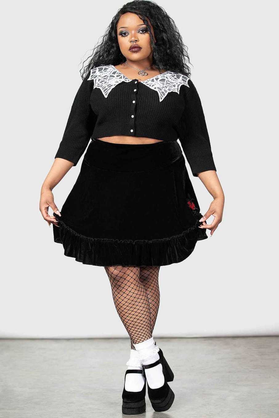 Plus KILLSTAR Skirts | Lamellae Skater Skirt [Plus] Black