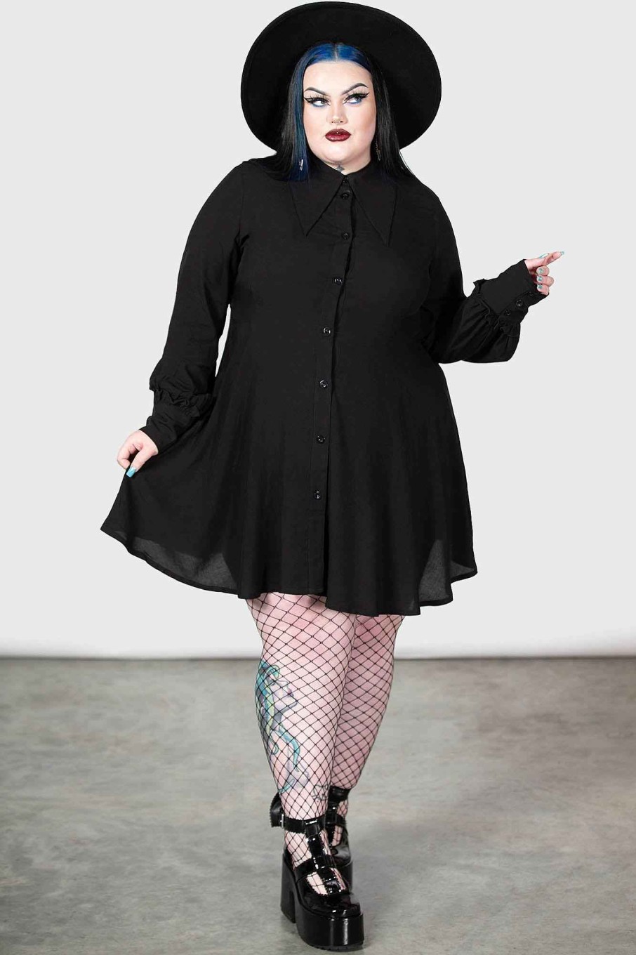 Plus KILLSTAR Dresses | Kimaris Long Sleeve Dress [Plus] Black