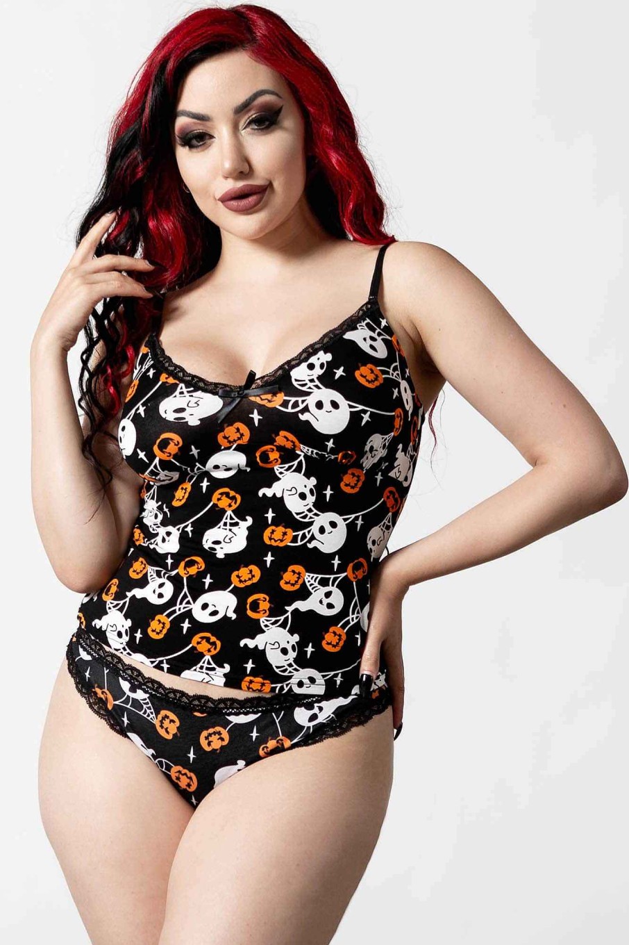 Women KILLSTAR Loungewear | Haunted Pumpkin Cami Top Black