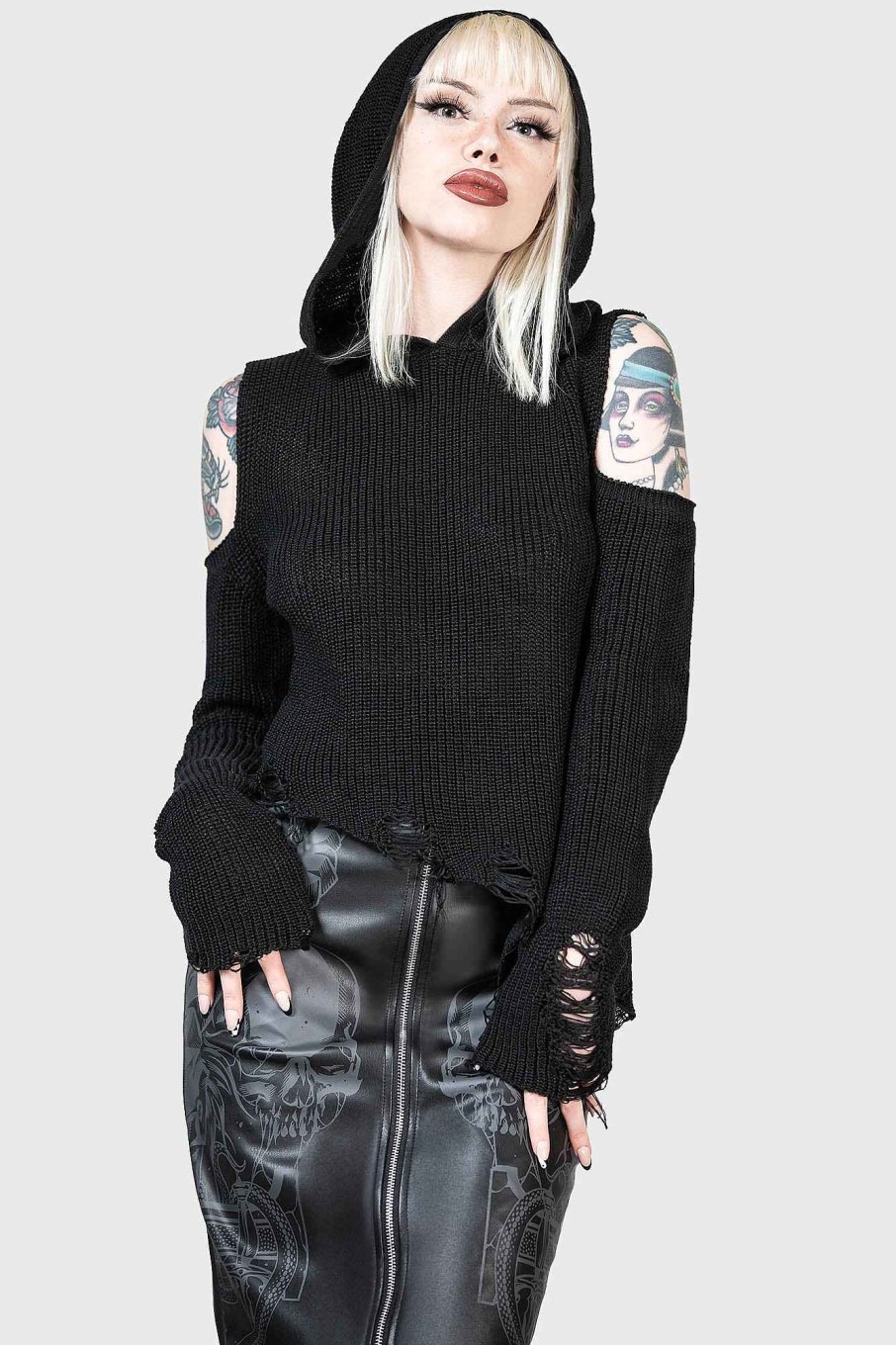 Women KILLSTAR Knitwear | Crowned Misery Sweater Black