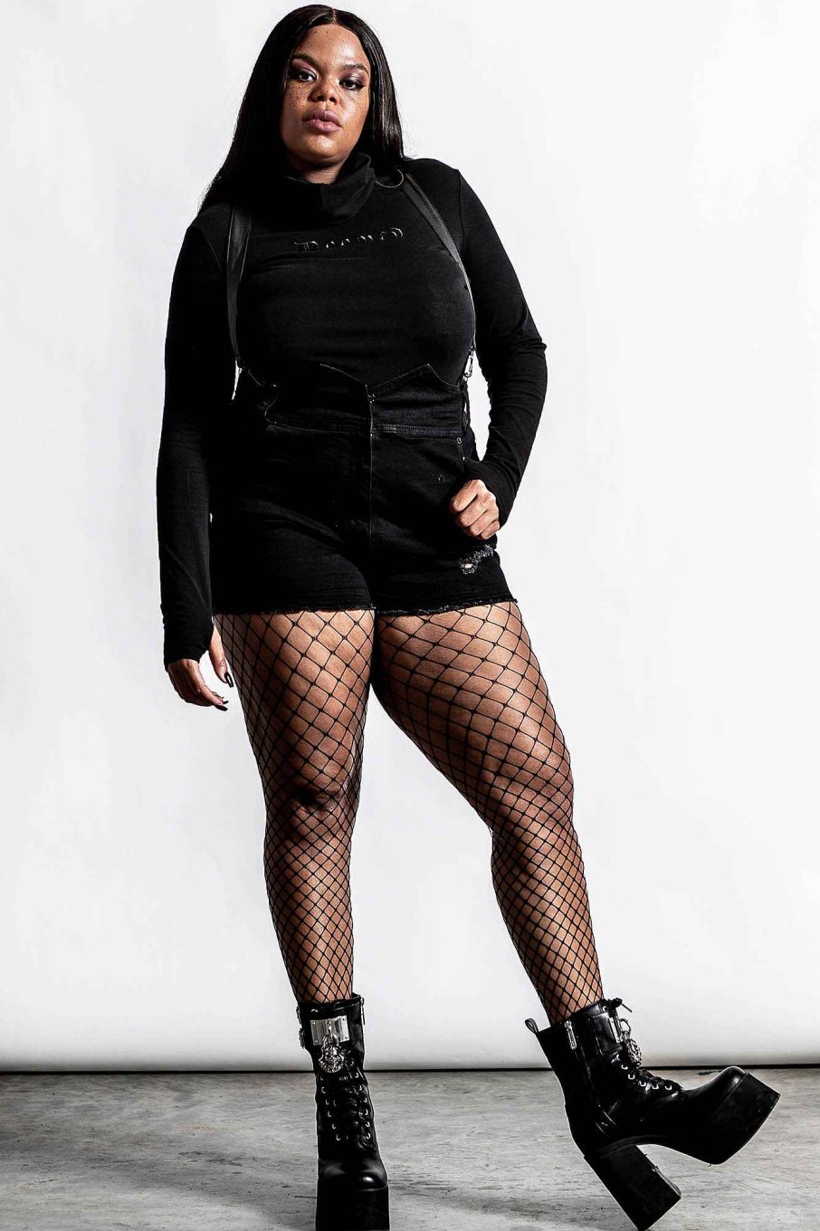 Plus KILLSTAR Bottoms | Rebel Heart Suspender Shorts [Plus] Black