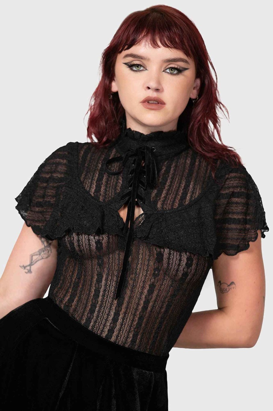 Women KILLSTAR Co-Ords | Atala'S Night Lace Top Black