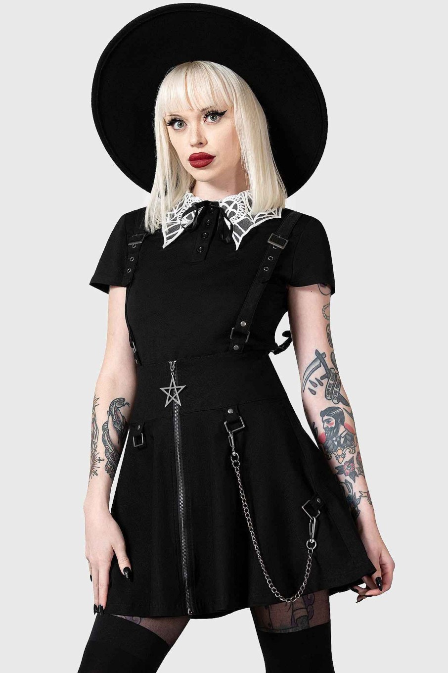 Women KILLSTAR Skirts | Study Hell Suspender Skirt [B] Black