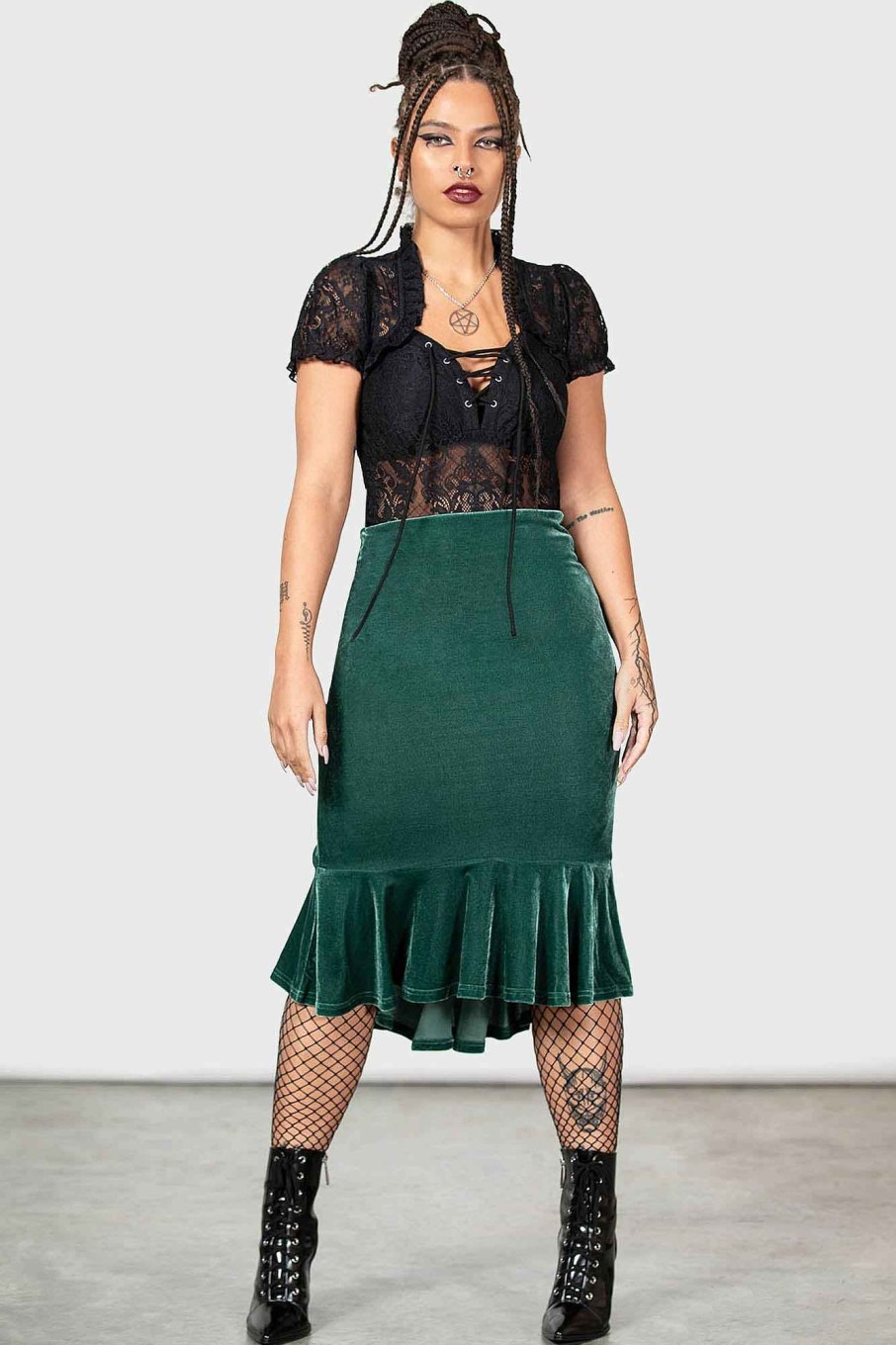 Women KILLSTAR Co-Ords | Drusilla Midi Skirt [ ] Green