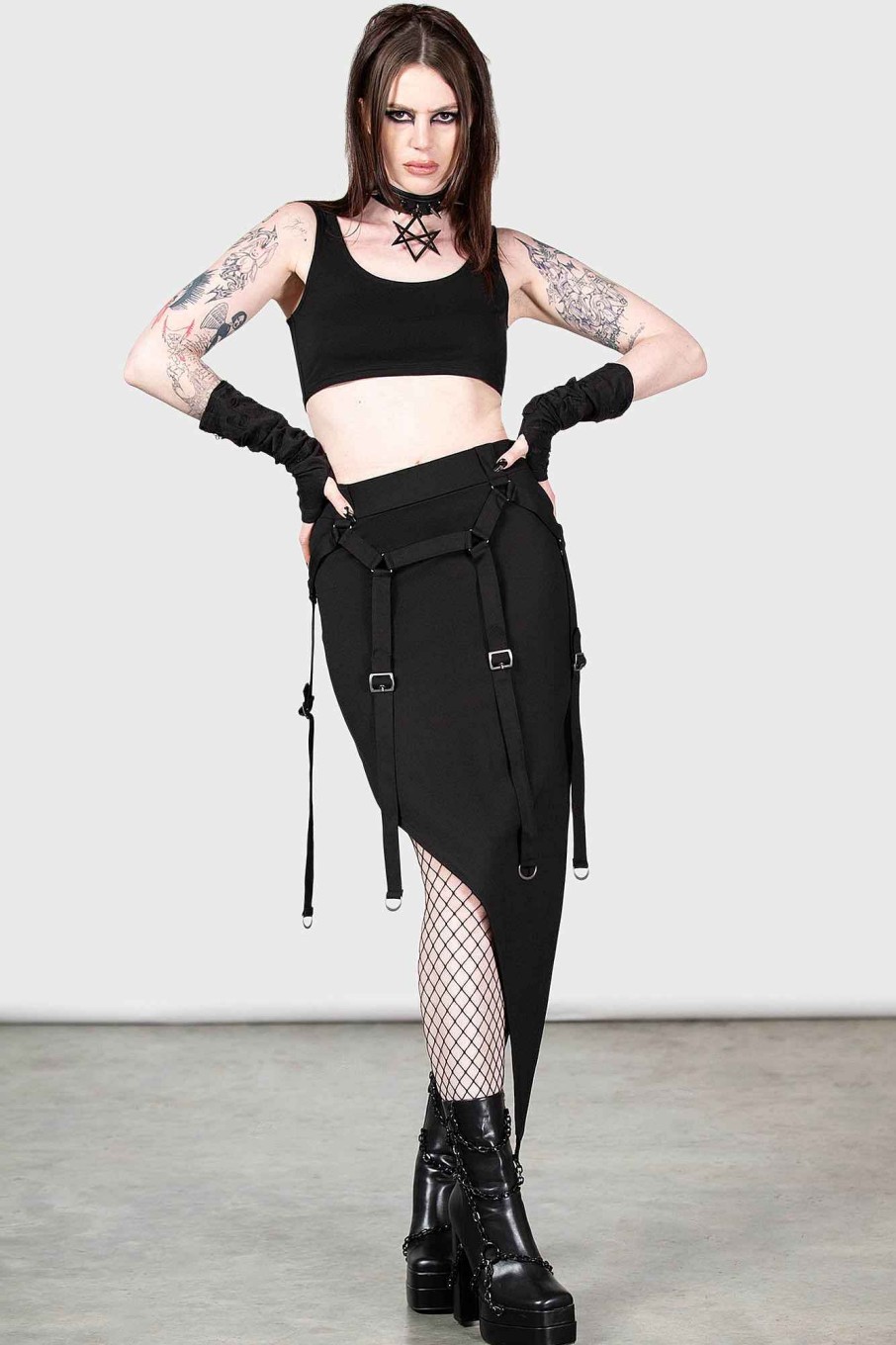 Women KILLSTAR Skirts | Acacia'S Poison Midi Skirt Black