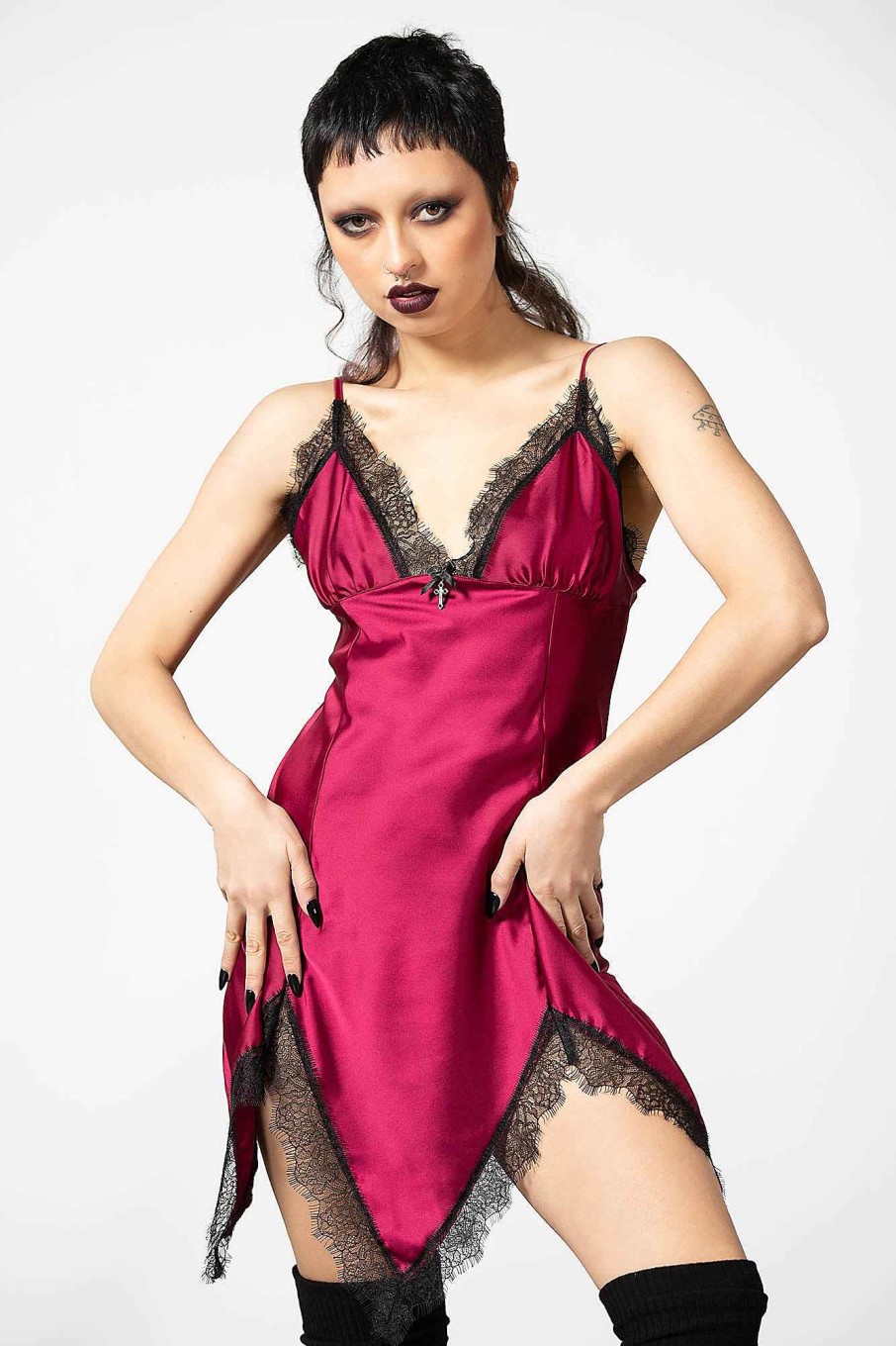 Women KILLSTAR Loungewear | Fatal Farewell Slip Dress [Blood] Red