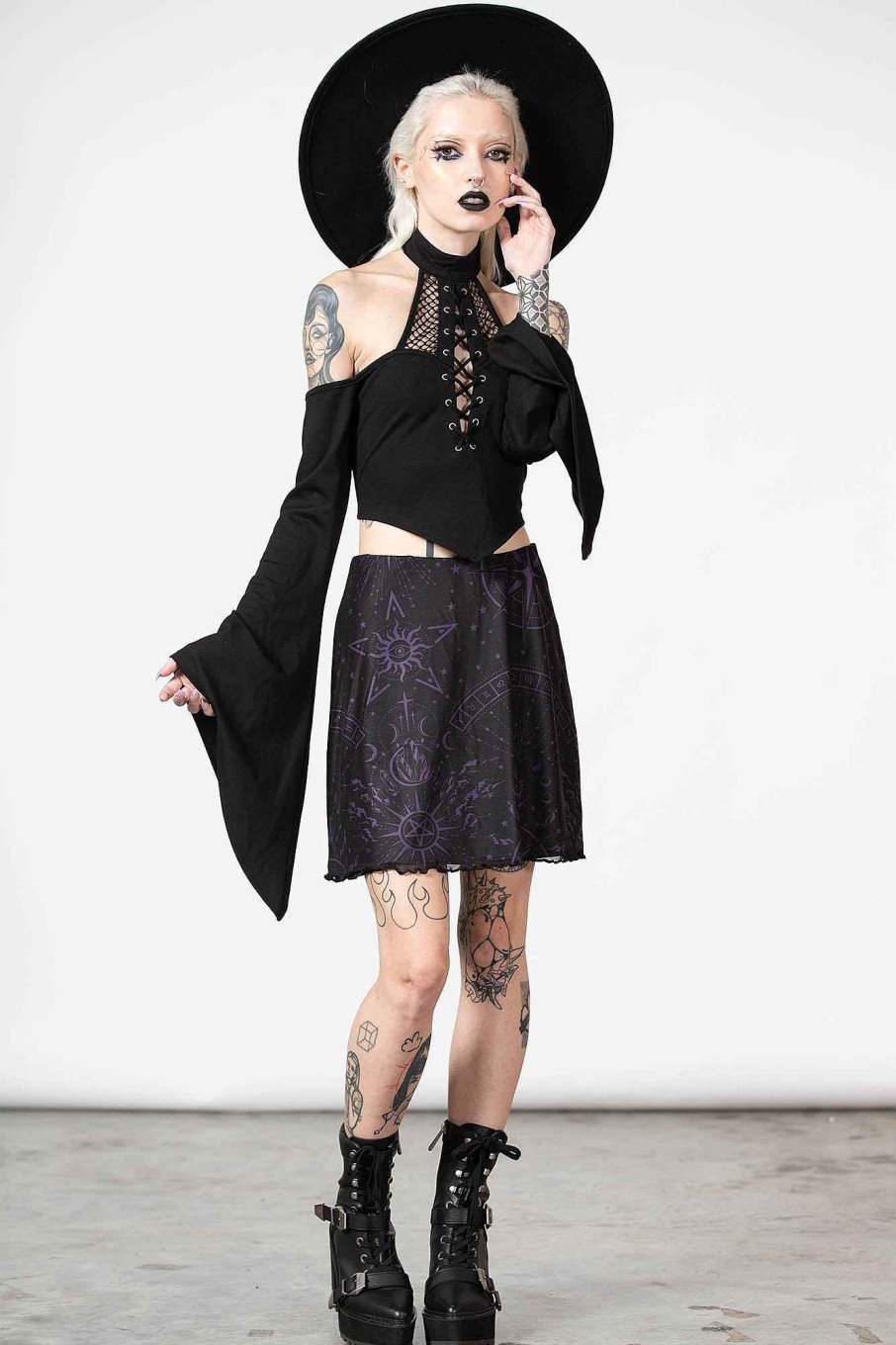 Women KILLSTAR Skirts | Trevea Mesh Mini Skirt Black