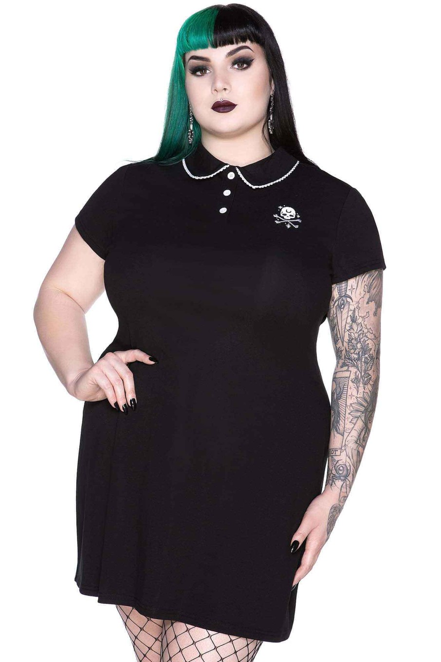 Plus KILLSTAR Dresses | Wreak Havoc Collar Dress [Plus] Black