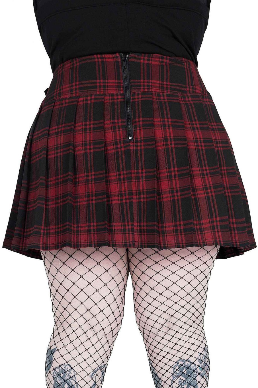 Plus KILLSTAR Bottoms | Bat Girl Skirt [Tartan] [Plus] Red Tartan