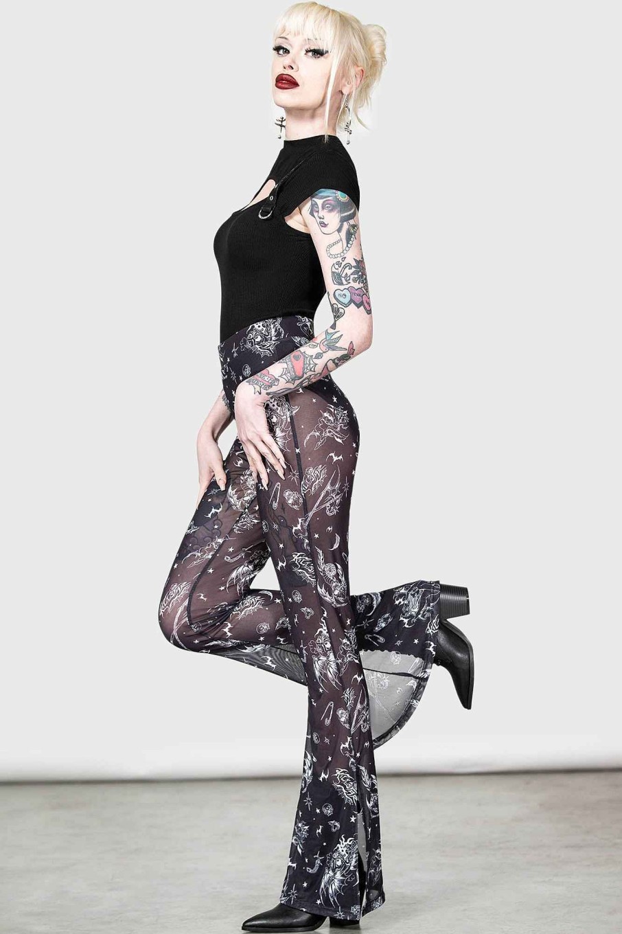 Women KILLSTAR Co-Ords | Dazed Skull Flares Black