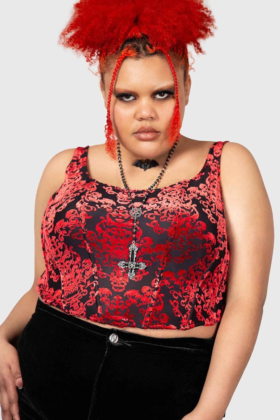 Plus KILLSTAR Co-Ords | Snarl Corset Top [Plus] Red