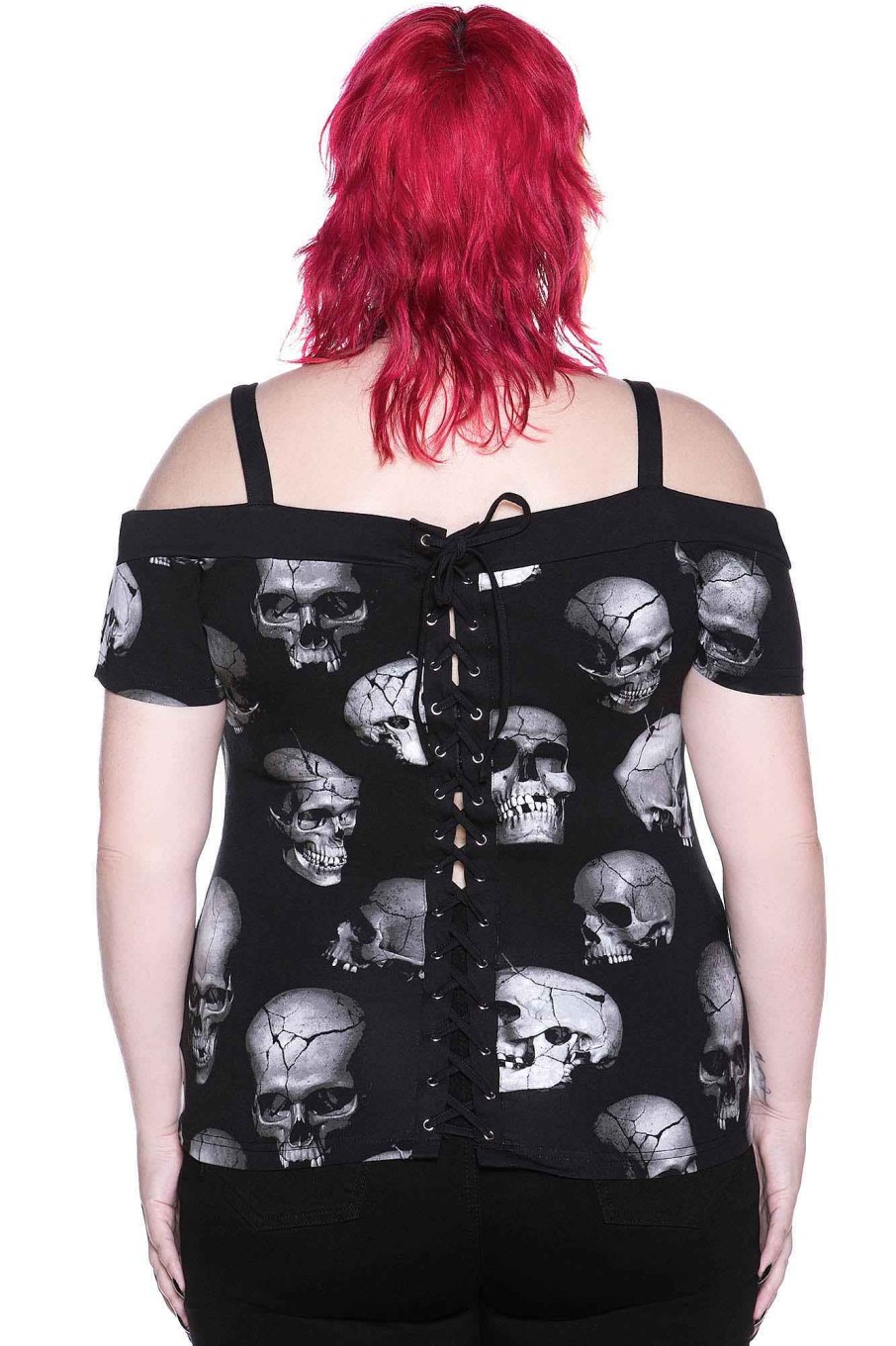 Plus KILLSTAR Tops | Mind Freeze Bardot Top [Plus] Black