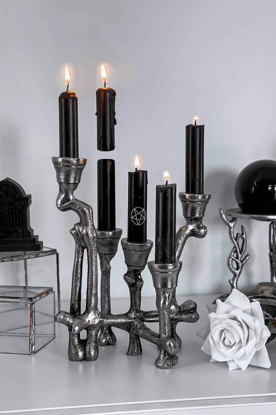 Home KILLSTAR Decor | Ossuary Candelabra Silver