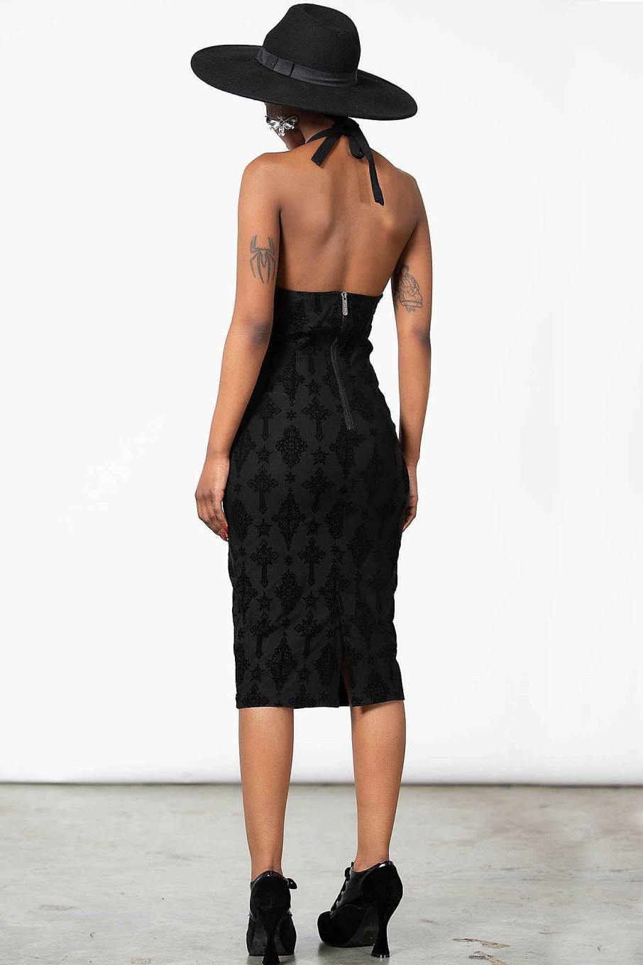 Women KILLSTAR Dresses | Blessings Flocked Midi Dress Black