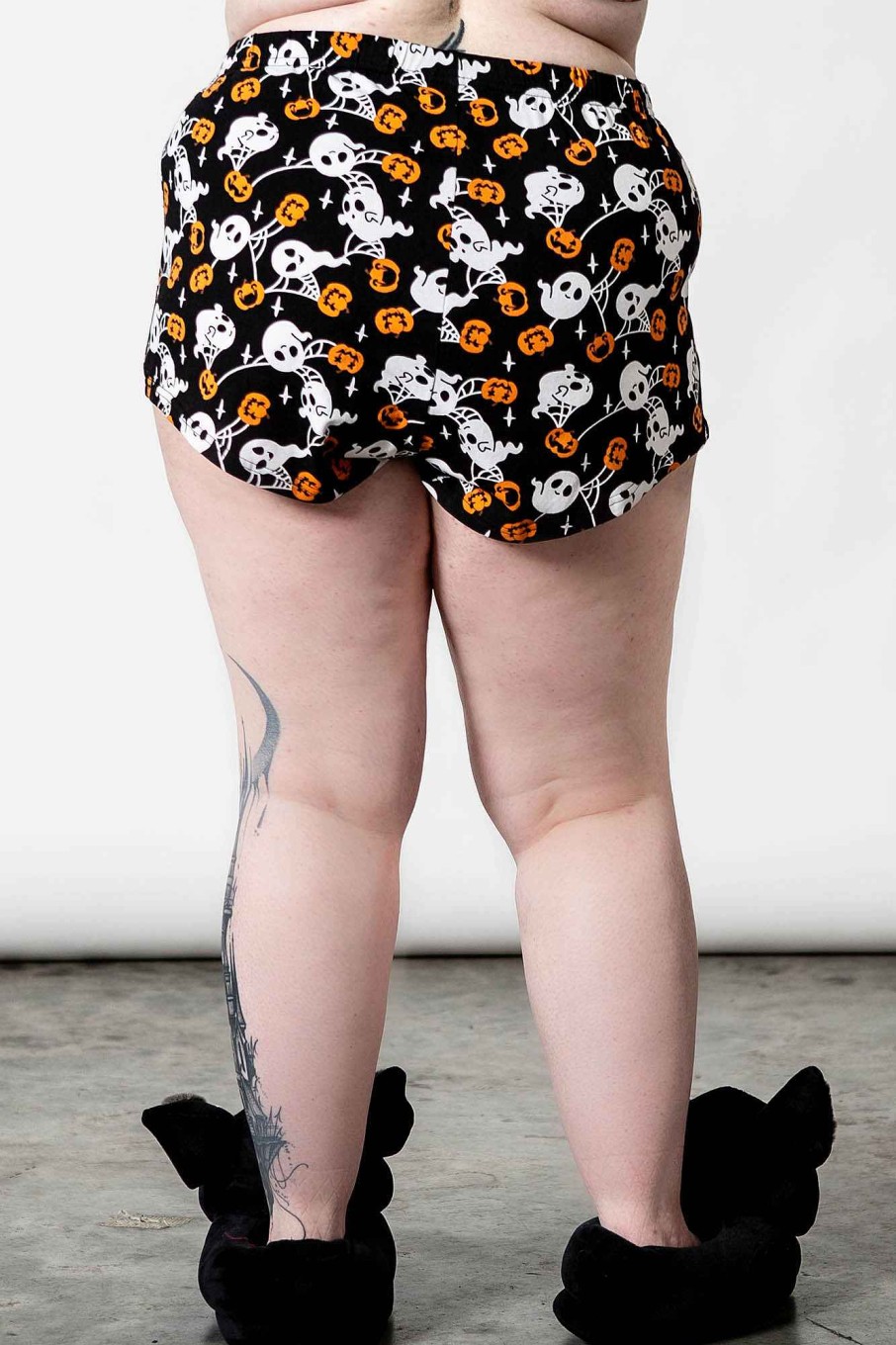 Plus KILLSTAR Loungewear | Haunted Pumpkin Lounge Shorts [Plus] Black