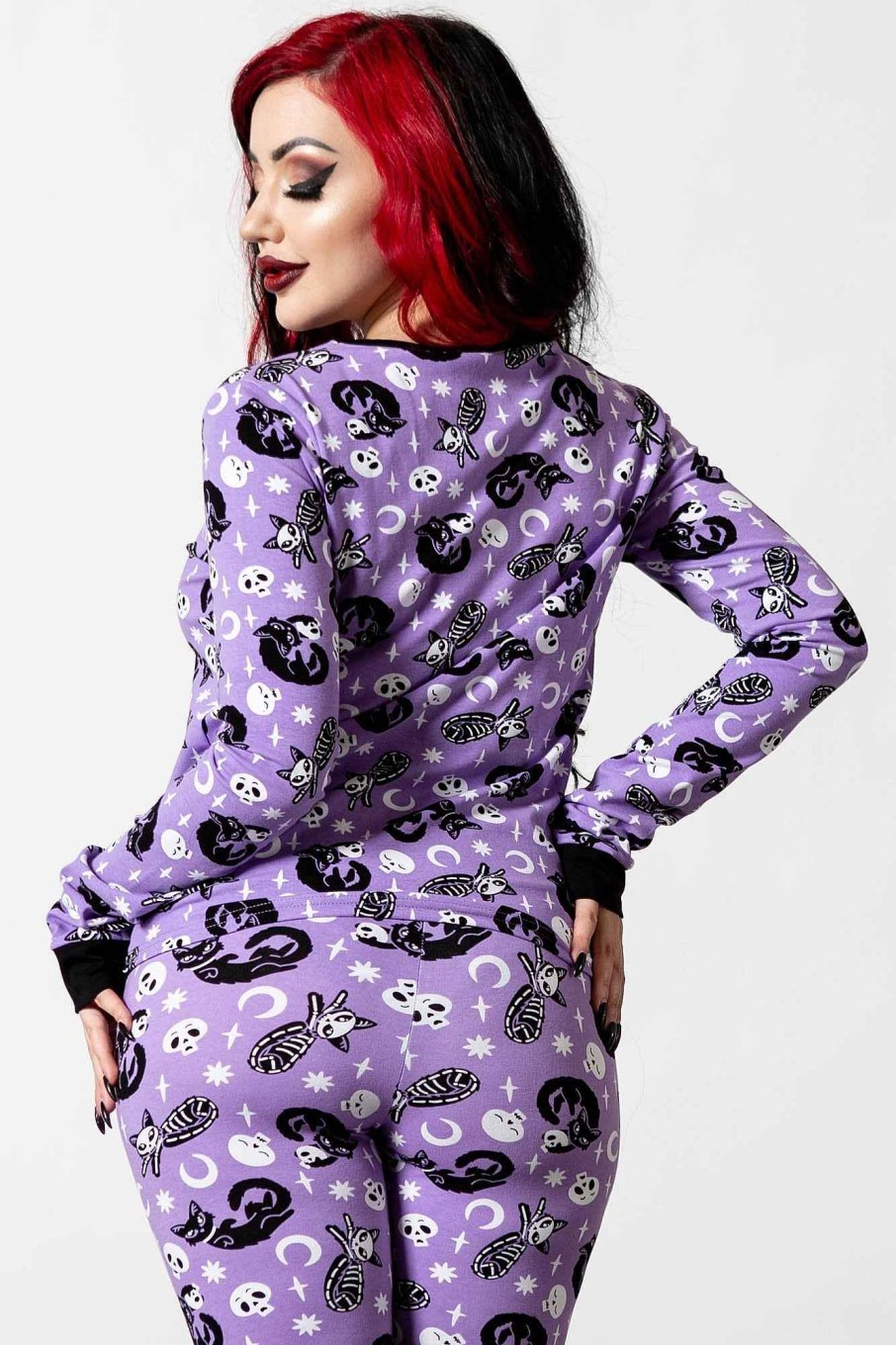 Women KILLSTAR Loungewear | Purr Off Long Sleeve Top [Plum] Purple