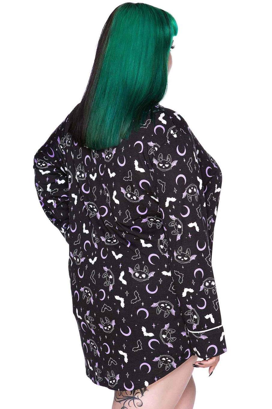 Plus KILLSTAR Loungewear | Batty Lounge Shirt [Plus] Black