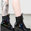 Shoes KILLSTAR | Diana Crescent Wedge Boots [ Holographic] Black