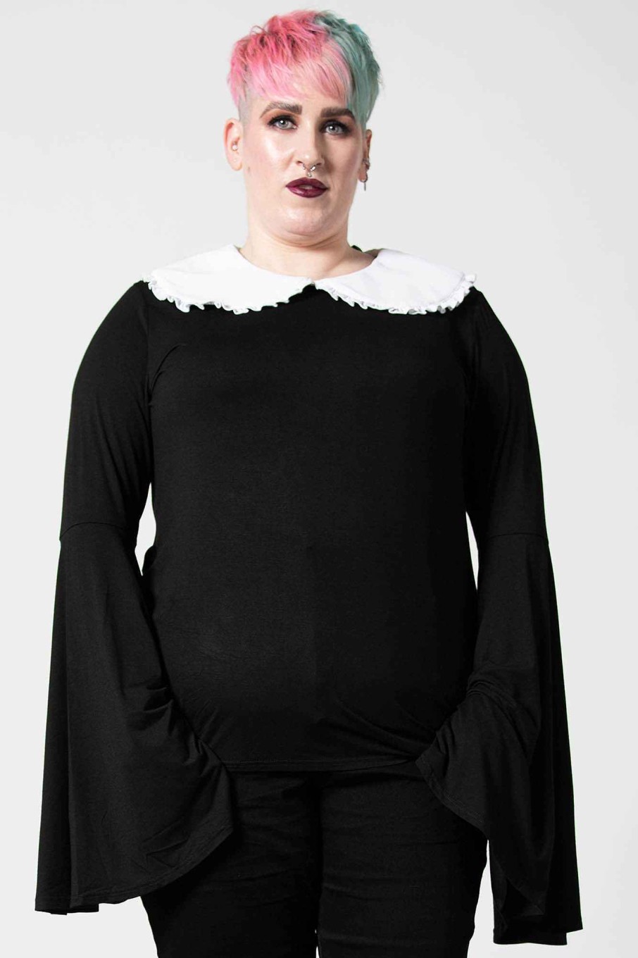 Plus KILLSTAR Tops | Samantha Long Sleeve Top [Plus] Black