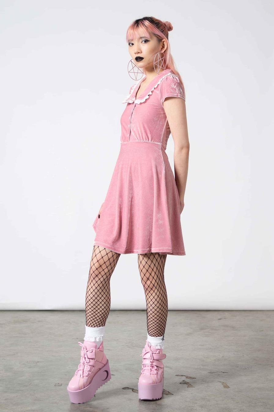 Women KILLSTAR Dresses | Every Mourning Collar Dress [Pastel ] Pink