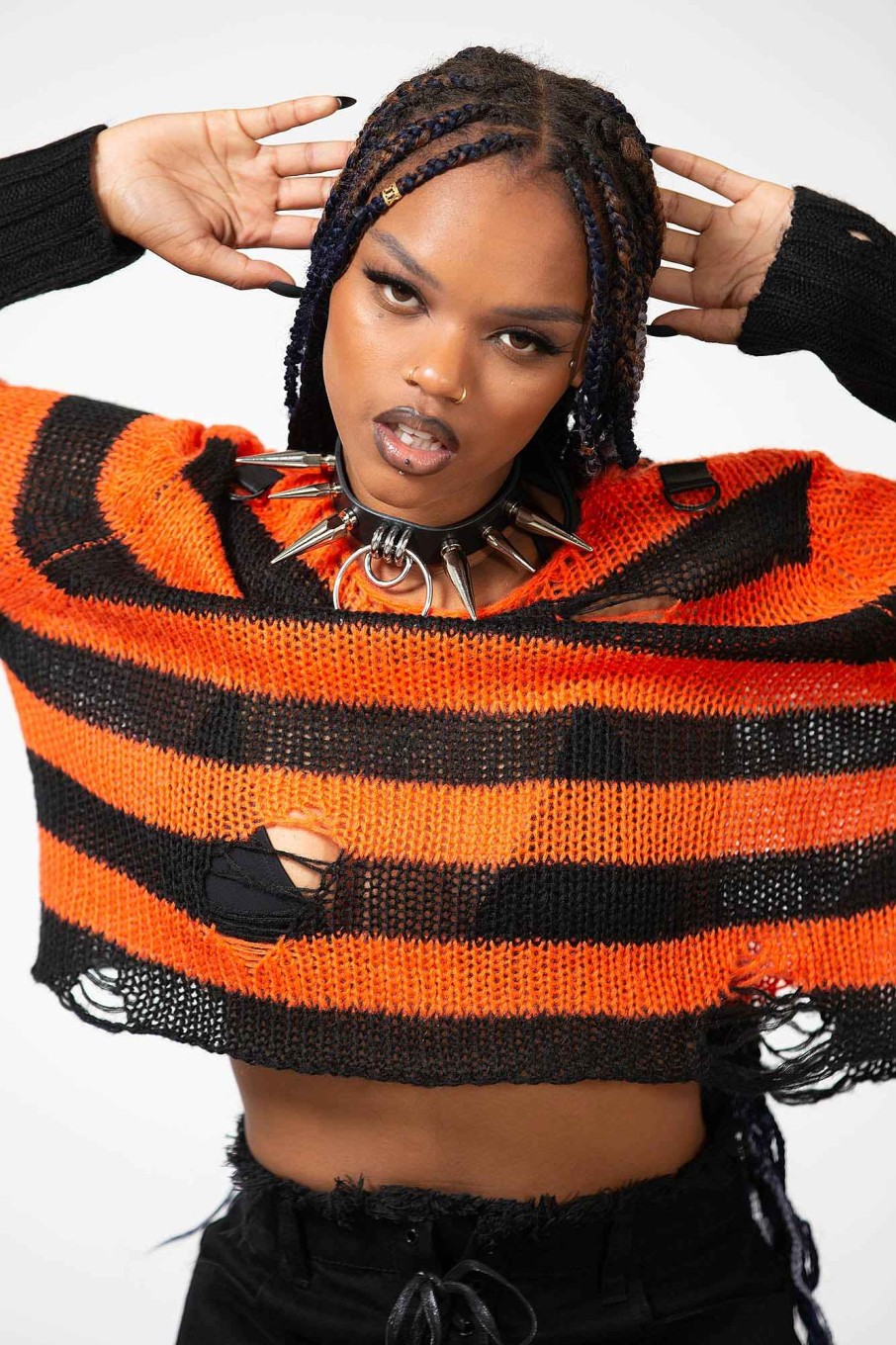 Women KILLSTAR Knitwear | Creep N' Sleep Knit Sweater Orange