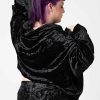 Plus KILLSTAR Outerwear | Anesthesia Velvet Cropped Hoodie [Plus] Black