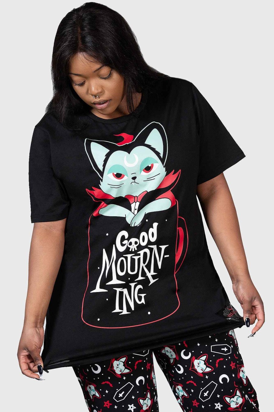 Plus KILLSTAR Loungewear | Catnap T-Shirt [Plus] Black