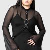 Women KILLSTAR Dresses | Sheer Bondage Long Sleeve Dress Black