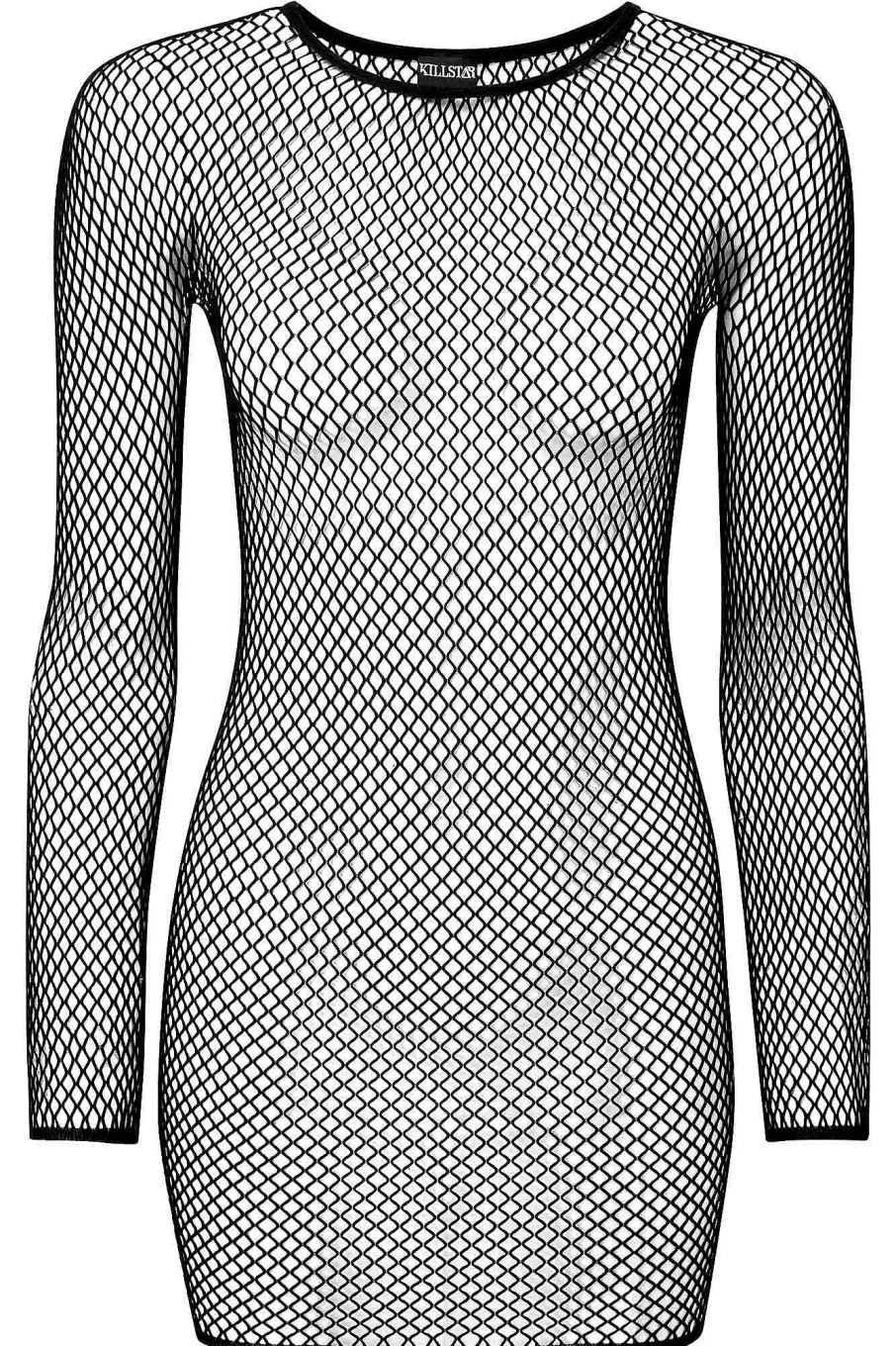 Women KILLSTAR Dresses | Nicole Fishnet Dress [B] Black