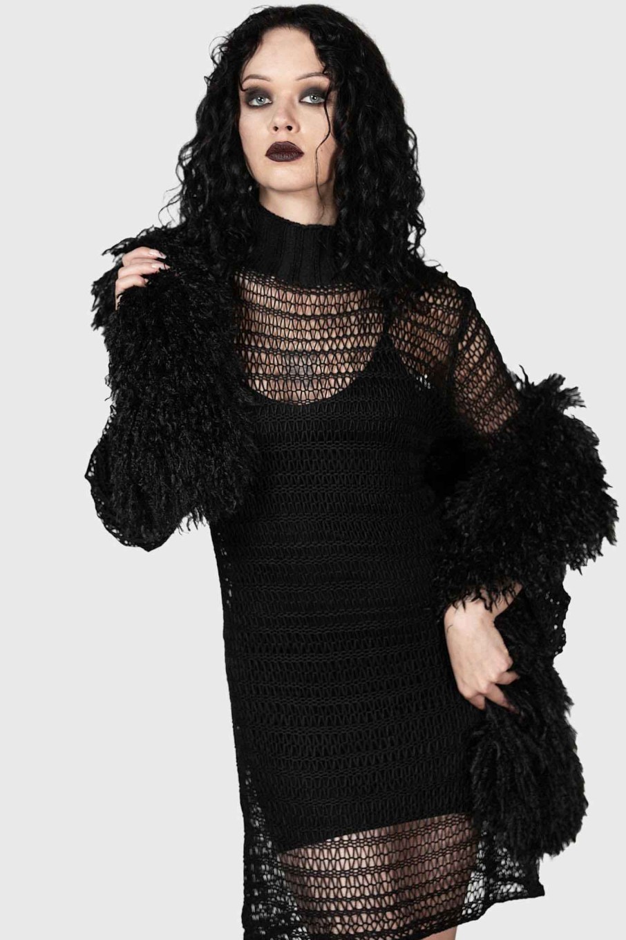 Women KILLSTAR Dresses | Rebecca'S Rage Knit Dress Black