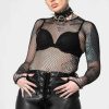 Women KILLSTAR Tops | Hellrazor Fishnet Top [B] Black