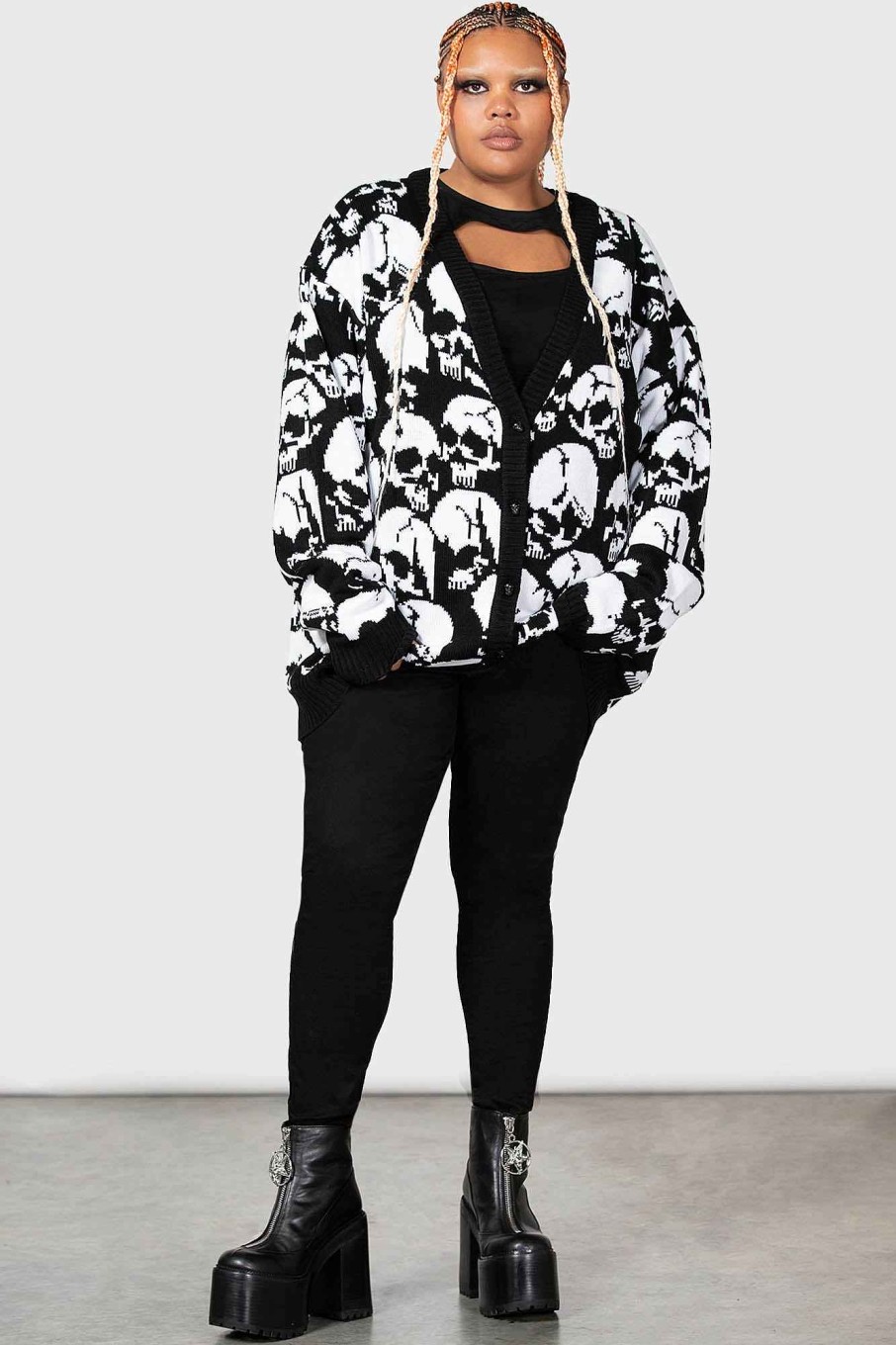 Plus KILLSTAR Knitwear | Bone Idle Cardigan [Plus]