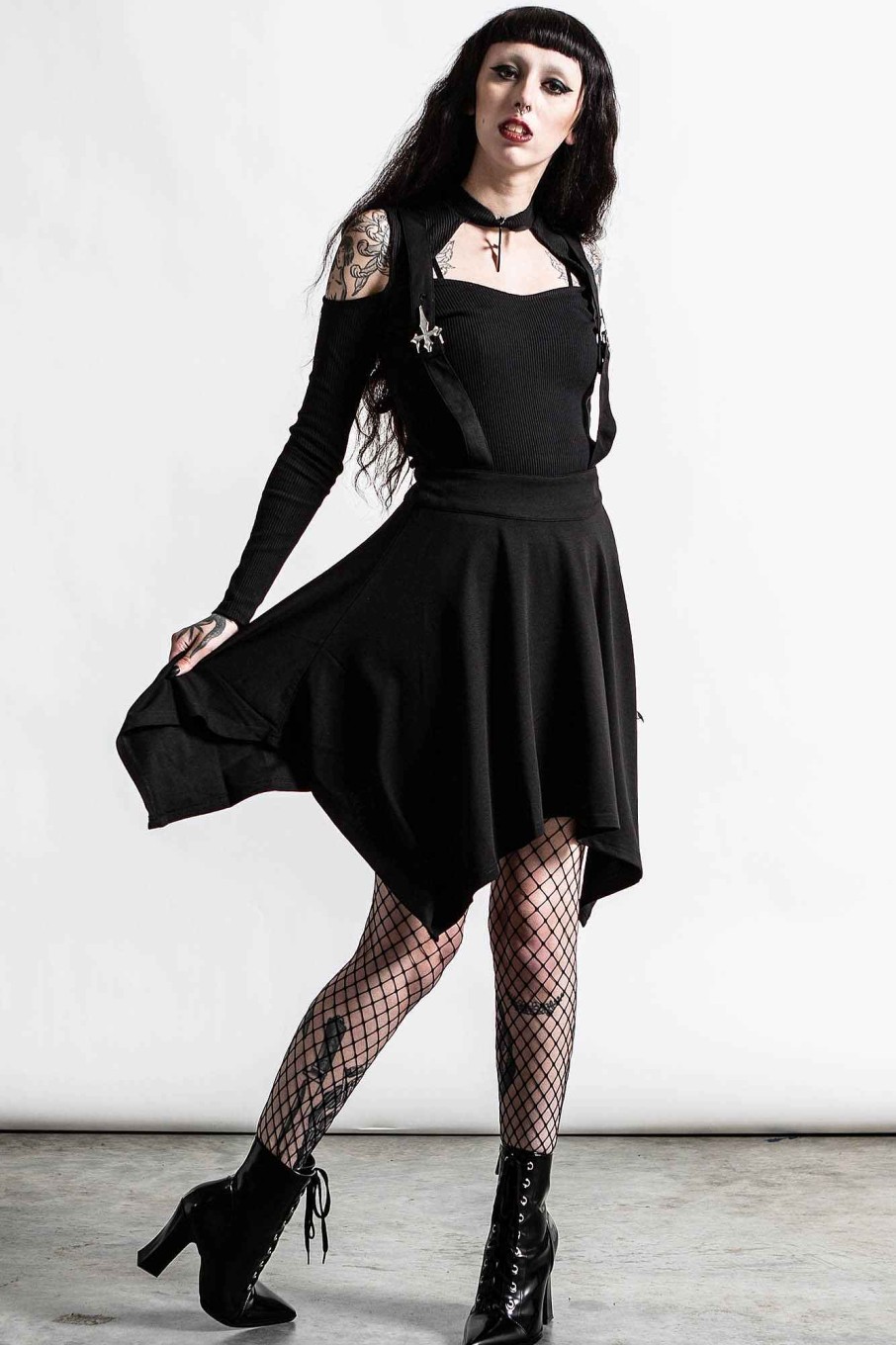 Women KILLSTAR Skirts | Aggie Suspender Skirt Black