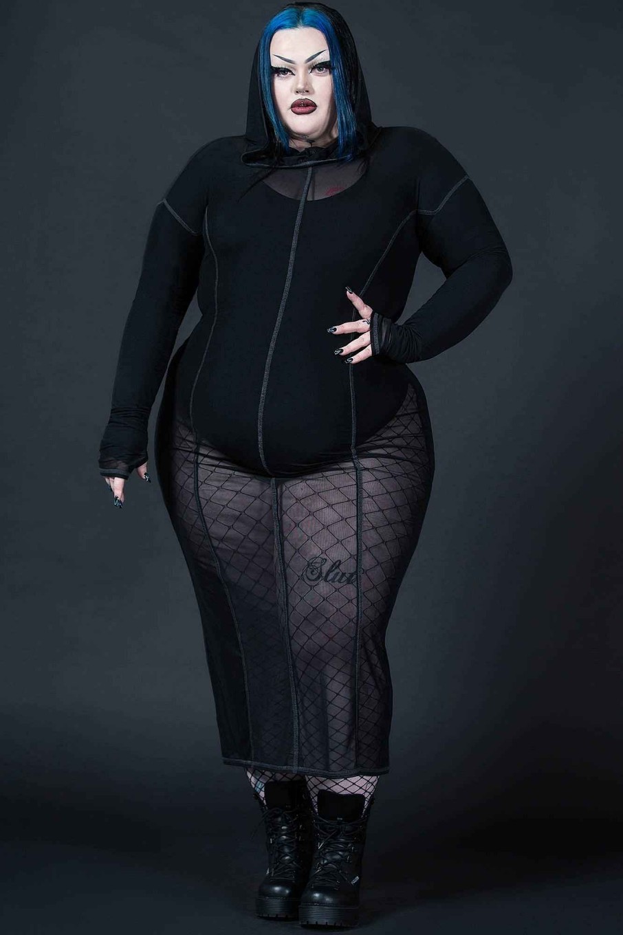 Plus Killstar Dresses | Witchz Hoard Midi Dress [Plus] Black