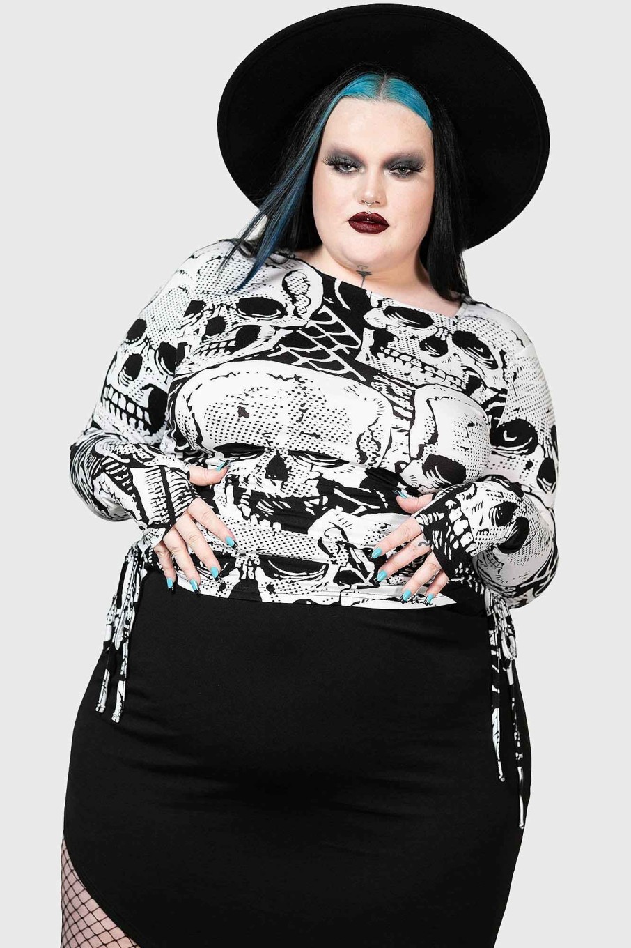 Plus KILLSTAR Tops | Unhappy Haunting Top [Plus] Black/White