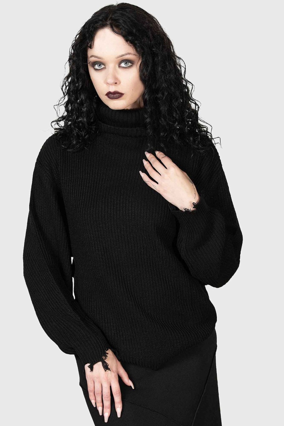 Women KILLSTAR Knitwear | Corvus Sweater Black