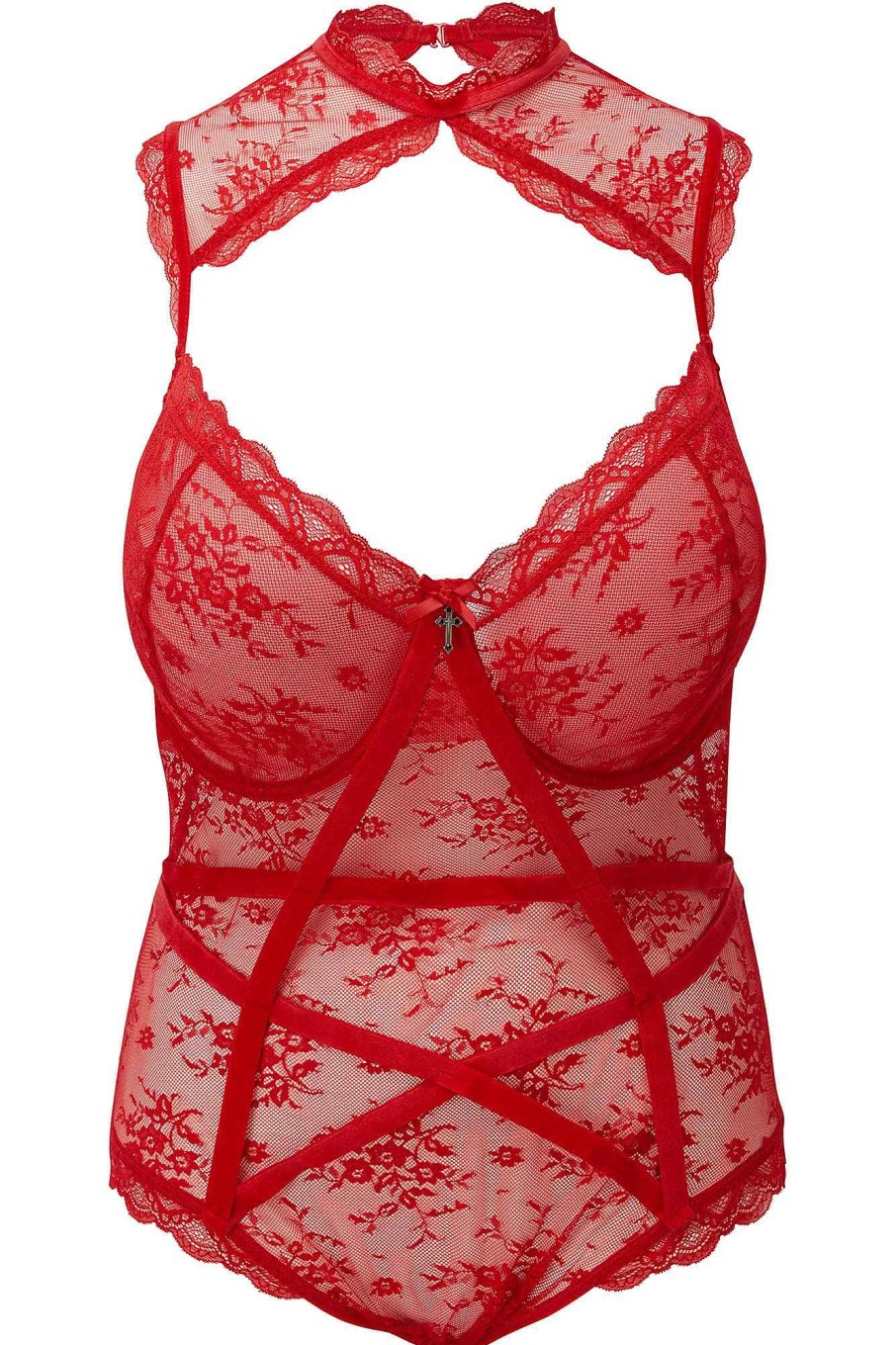 Plus KILLSTAR Intimates | Dark Desire Lace Bodysuit [Scarlet] [Plus] Red