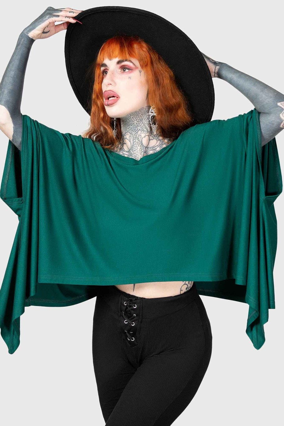 Women KILLSTAR Tops | Celestial Bodies Top [Teal] Green