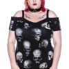 Plus KILLSTAR Tops | Mind Freeze Bardot Top [Plus] Black