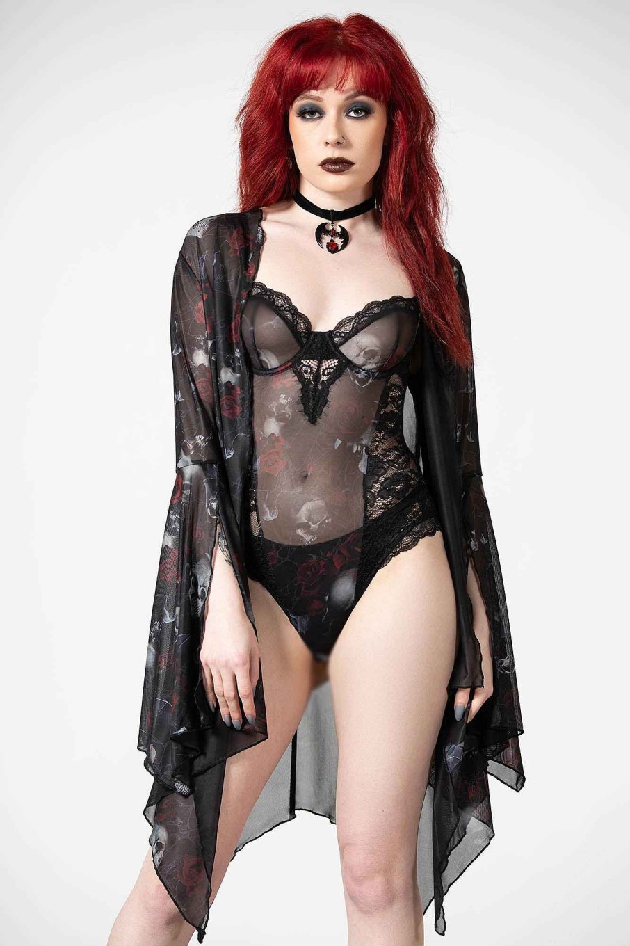 Women KILLSTAR Co-Ords | Fairy Moss Mesh Cover Up Black