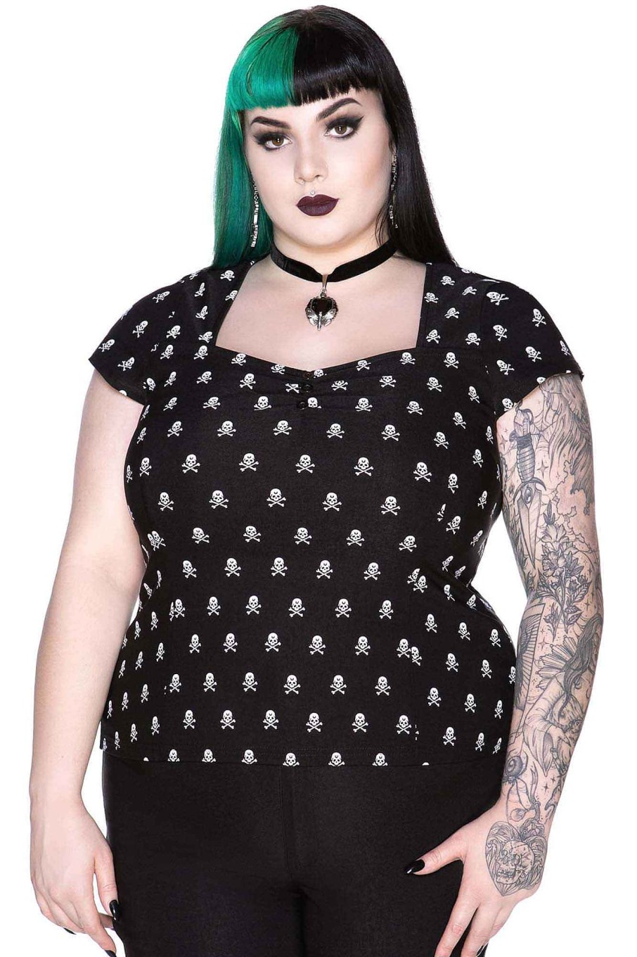 Plus KILLSTAR Tops | Bad 2 The Bone Top [Plus] Black