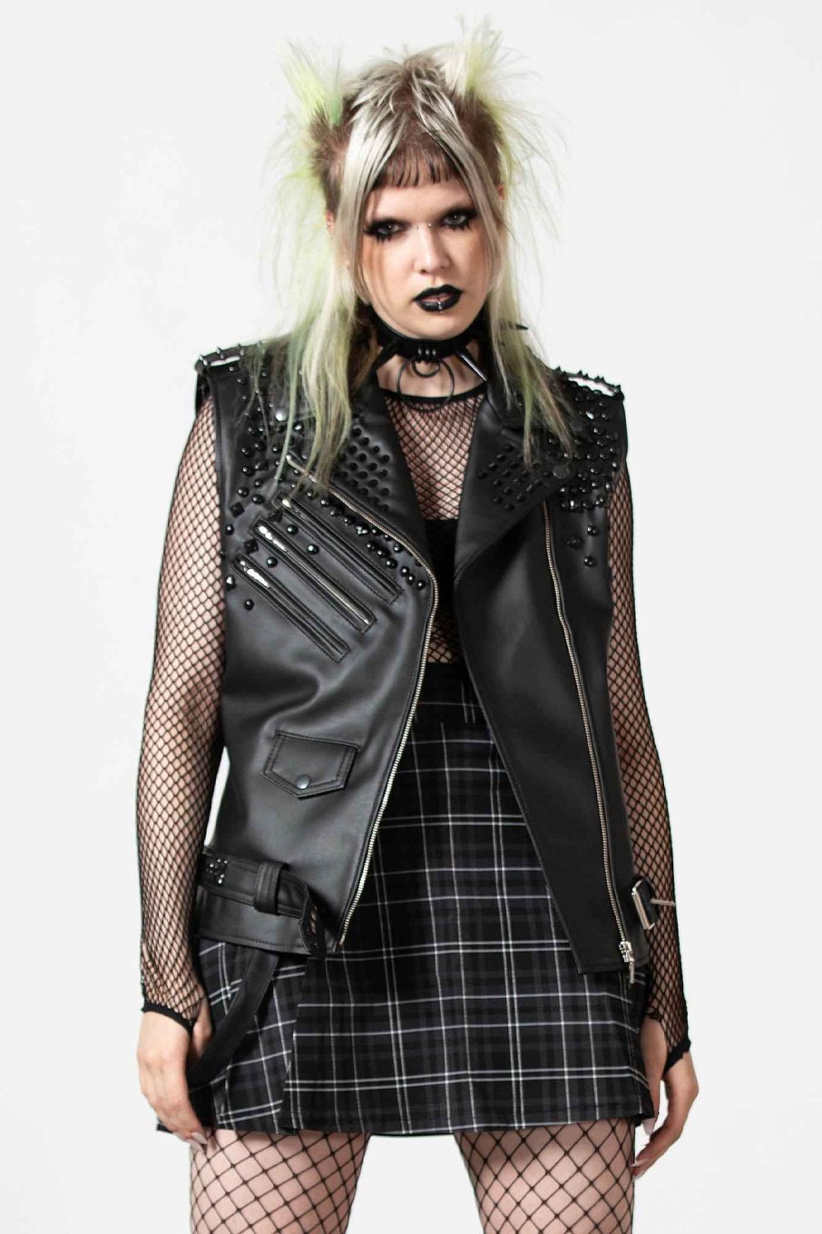 Men KILLSTAR Outerwear | Doom Leather Vest [Faux Leather] Black