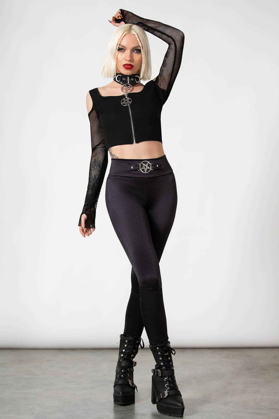 Women KILLSTAR Tops | Skeptica Cold Shoulder Top Black