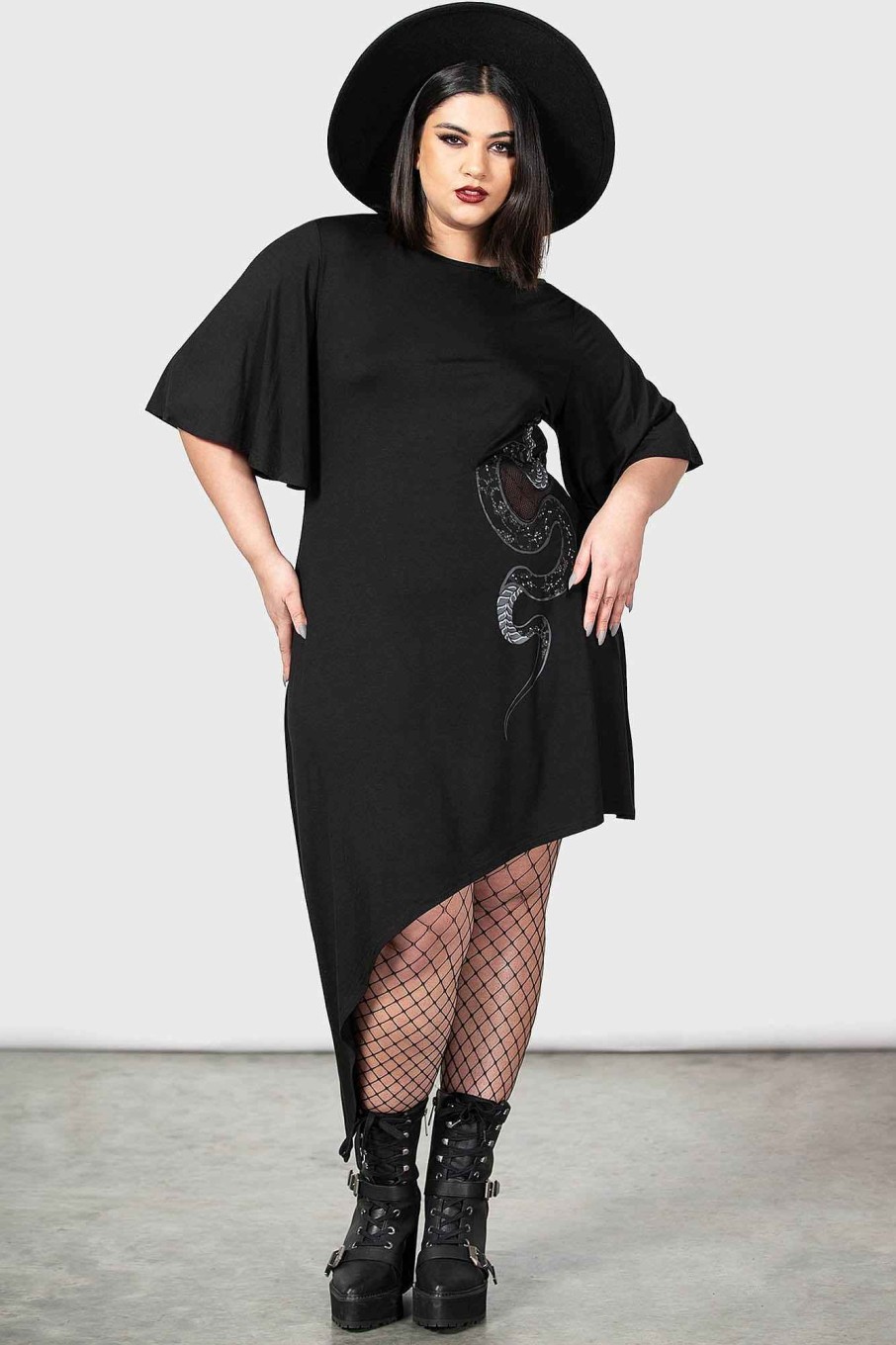 Plus KILLSTAR Dresses | Maple Asymmetric Dress [Plus] Black